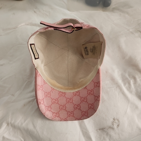 Gucci GG Supreme Monogram Canvas Cotton Baseball Cap, Pink Size Large - Picture 9 of 13